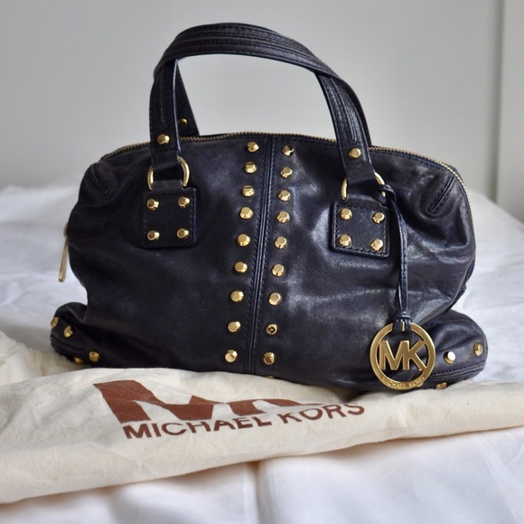 Michael Kors Soft Leather Navy Satchel - Picture 2 of 5